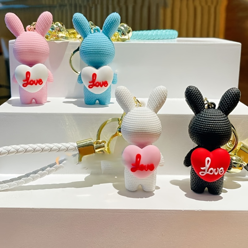 1pc Unisex Rabbit & Heart Charm Fashion Keychain For Key Decoration