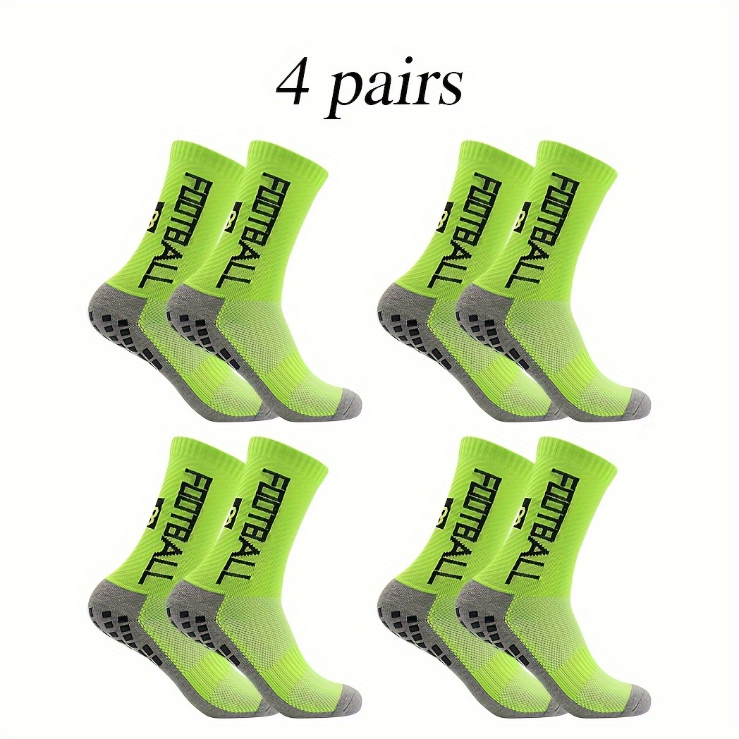 4 Pairs Non Slip Soccer Socks Breathable Crew Socks