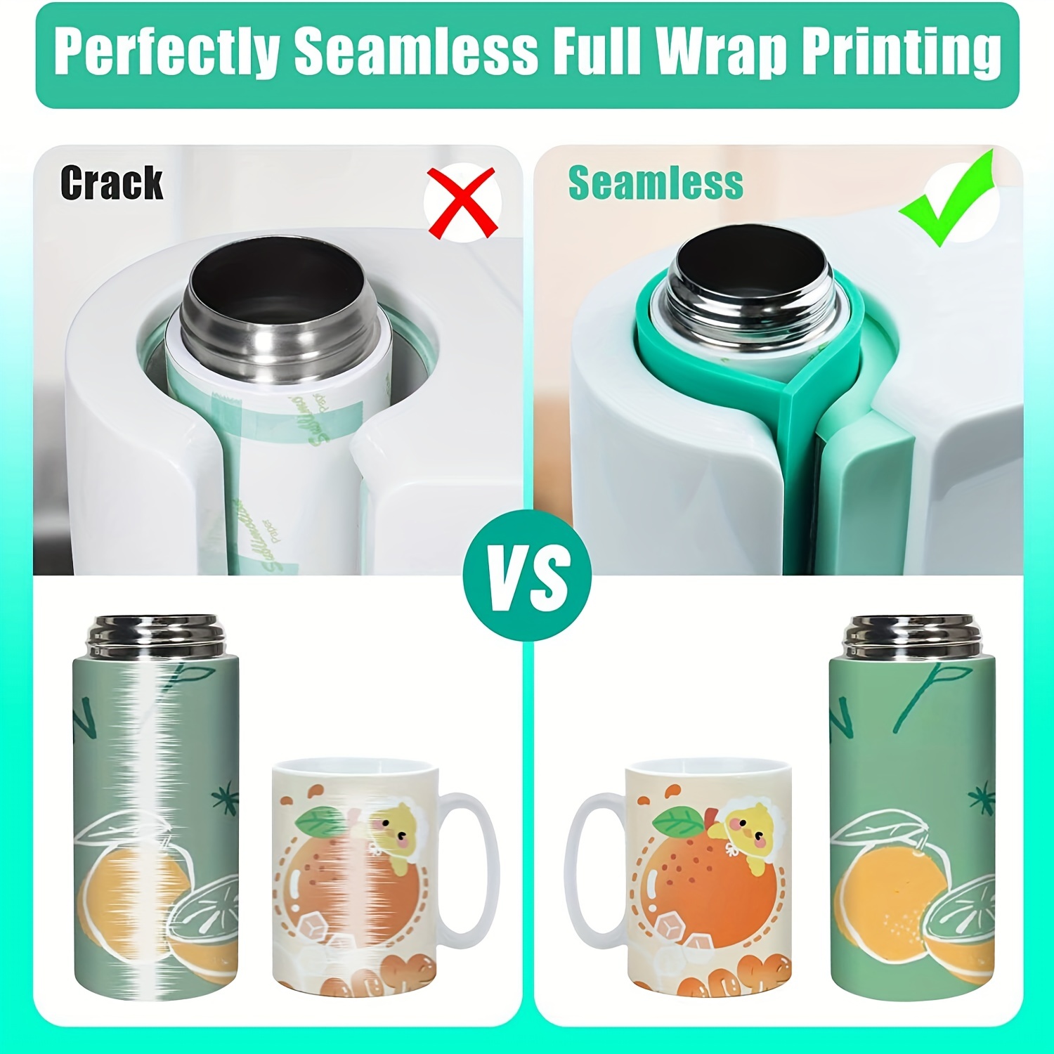 1set 9.8x4.7 Inches Sublimation Tumblers Wrap For Mug Press, 3 Thicknesses  Green Silicone Mug
