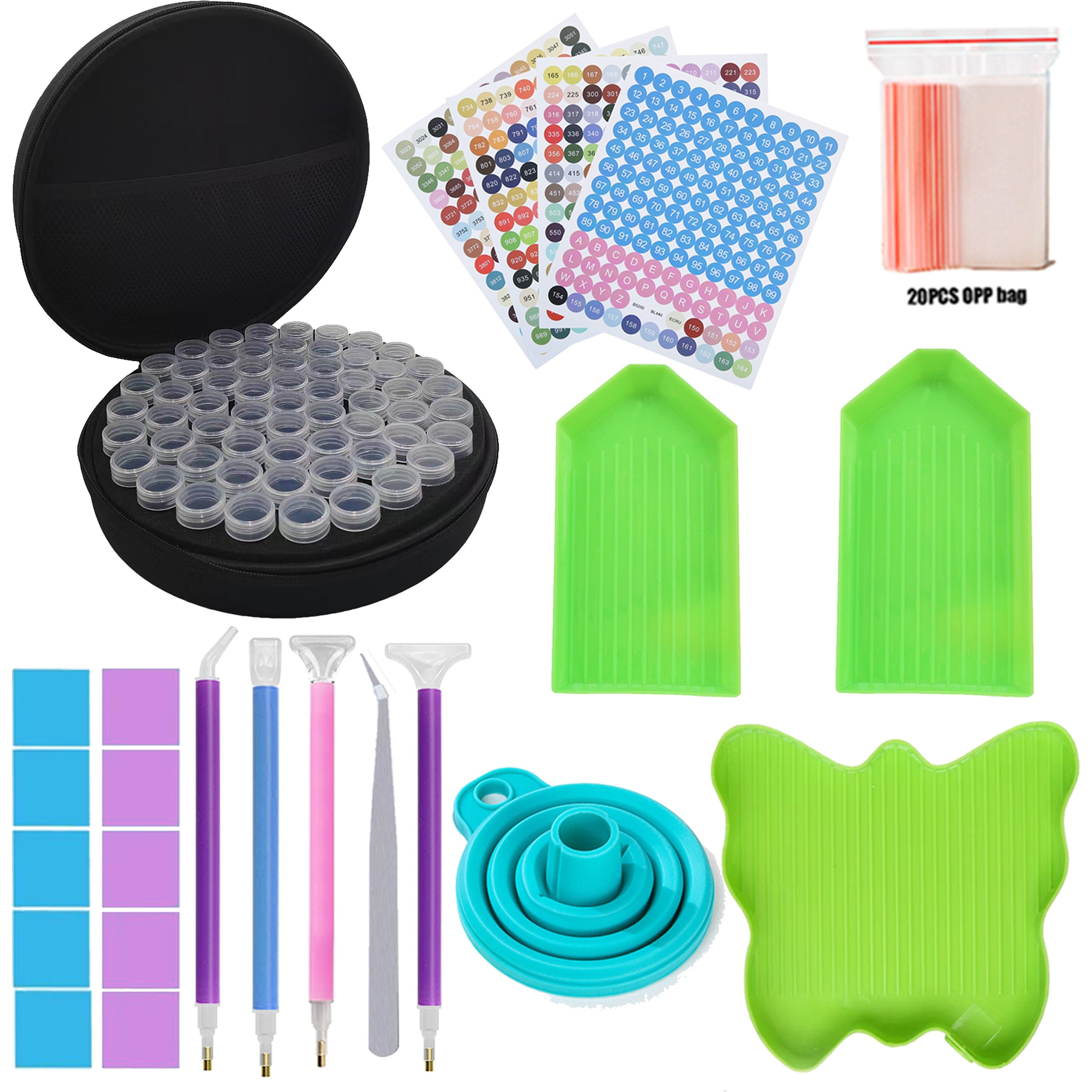 2 Set DIY Tools Diamond Dots Accessories Kit,Diamond Embroidery Box with 56  Slots for 