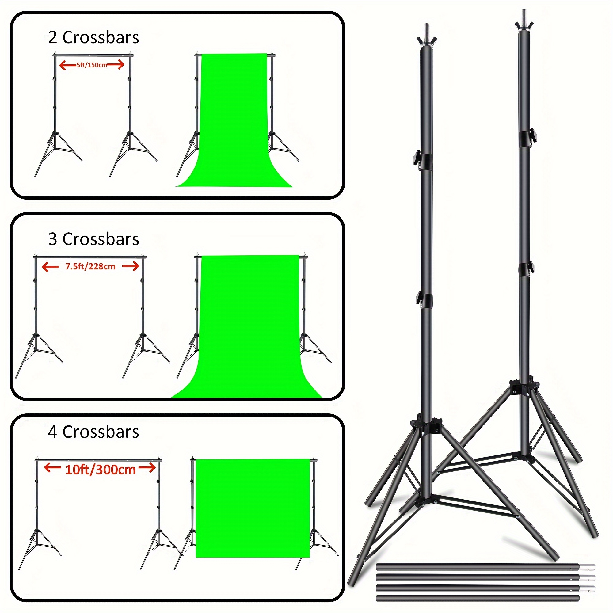 Adjustable Background Stand, 7ft Height x 10ft Wide Adjustable Photo Video Backdrop Stand with Carry Bag, Clamps for Wedding Party Stage Decoration