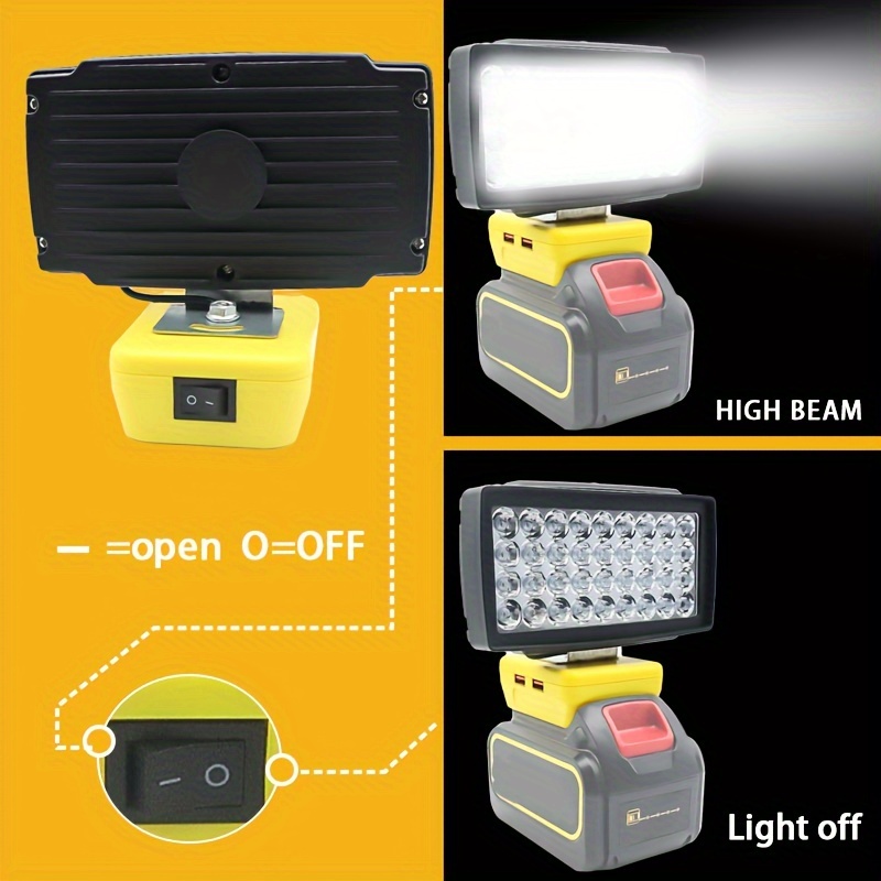 18W 2000LM Cordless LED Work Light for Black and Decker 20V