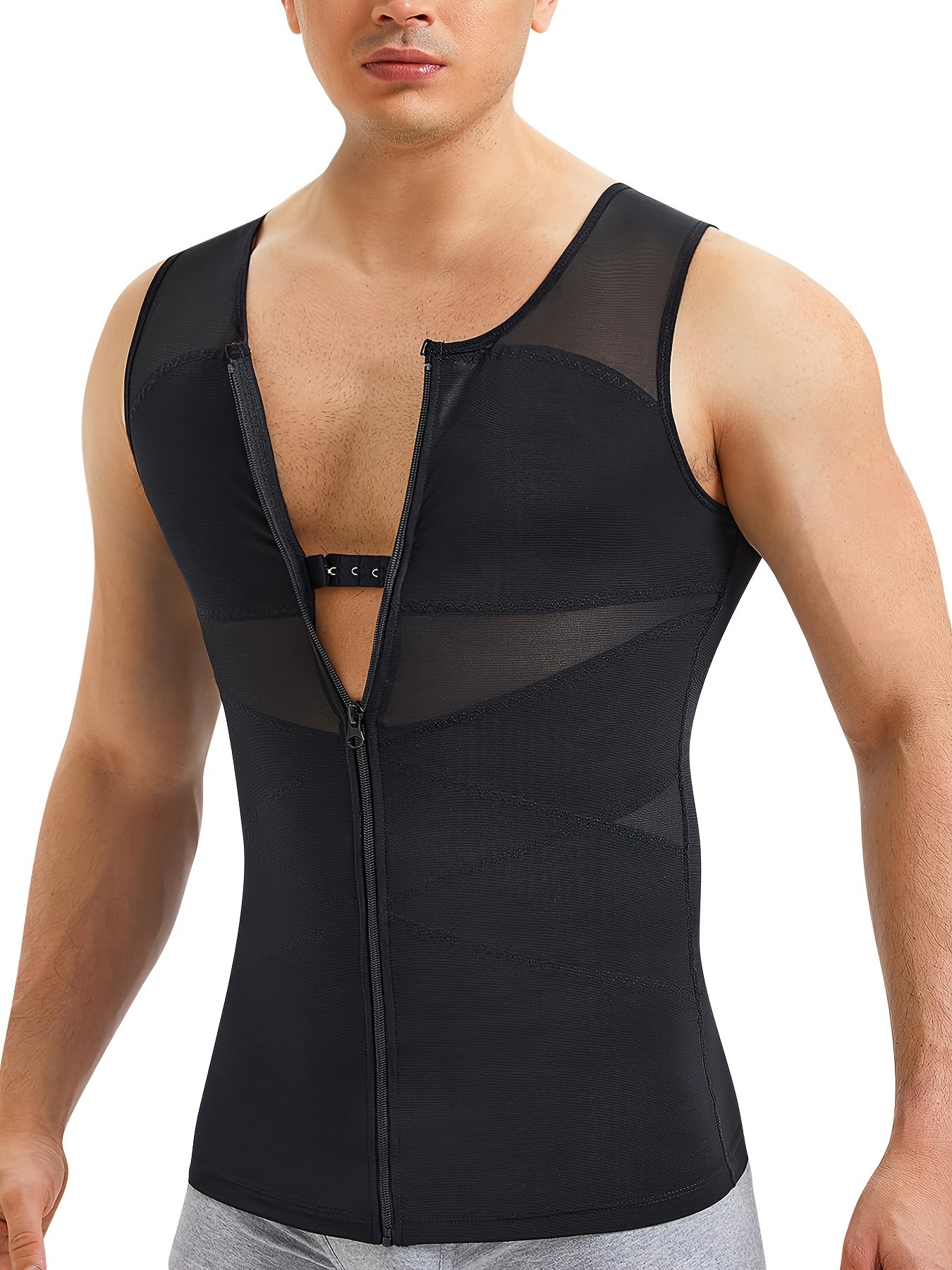 Men Shapewear Slimming Body Shaper Compression Shirt Zipper - Temu