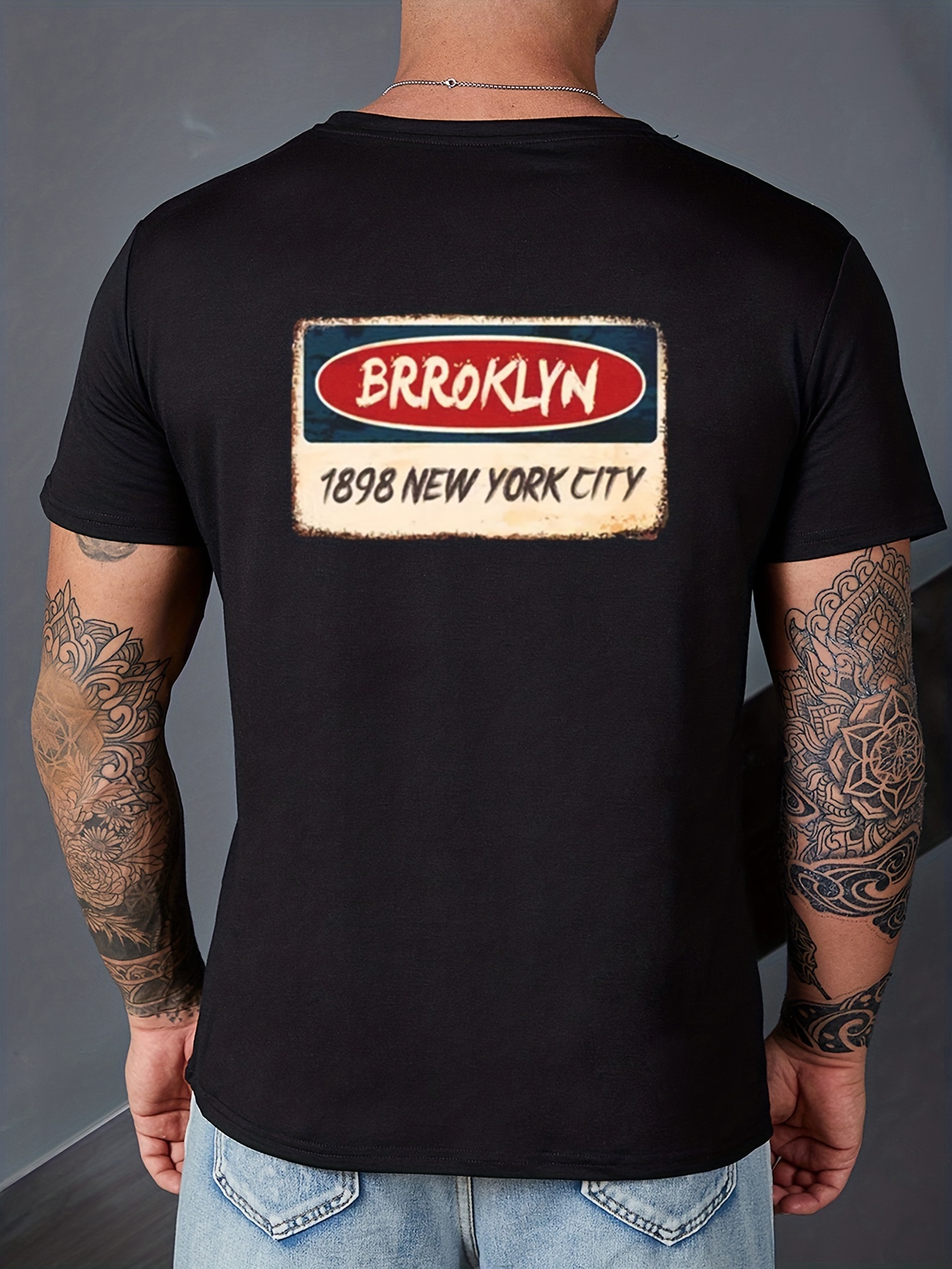 Men's Vintage NEW YORK Print T-Shirt