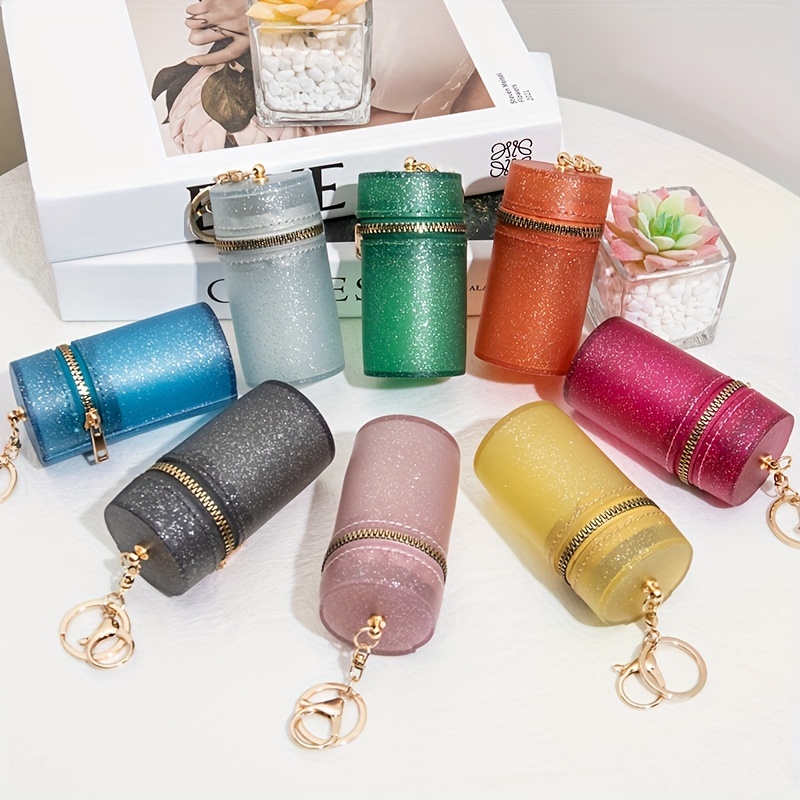 Fashion Gradient Rhinestone Coin Purse Lipstick Bag Keychain Light