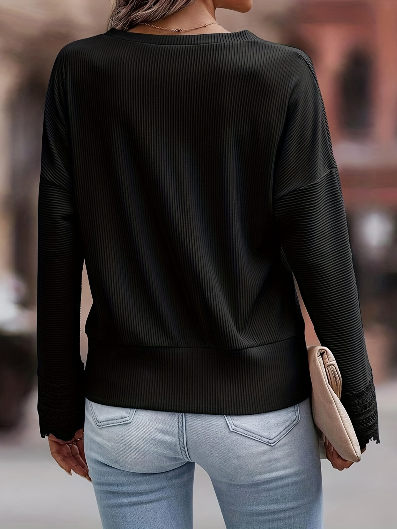 Slim Lace Sleeve T-Shirt