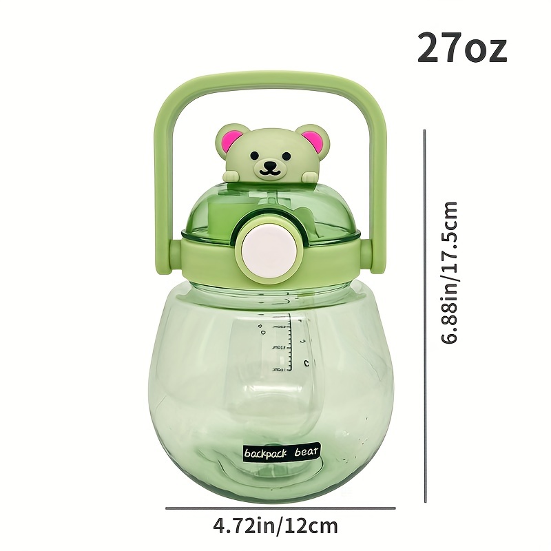 27oz Leak Proof Corgi Water Bottle with Straw & Strap for Girls