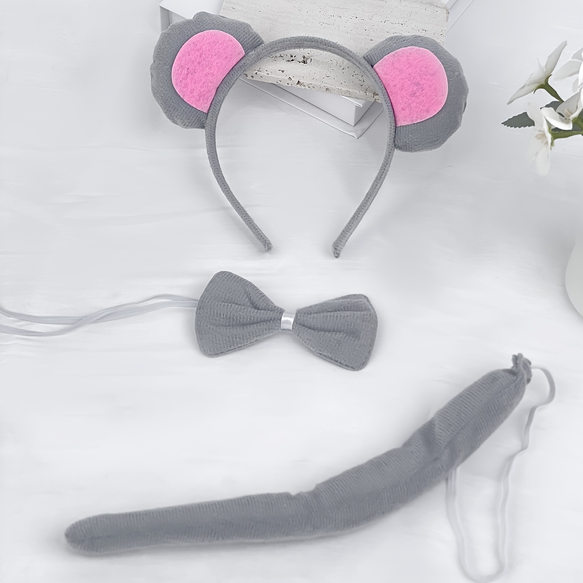 Diadema con orejas de Minnie Mouse para mujer, Diadema con lazo de punto  clásico de gran