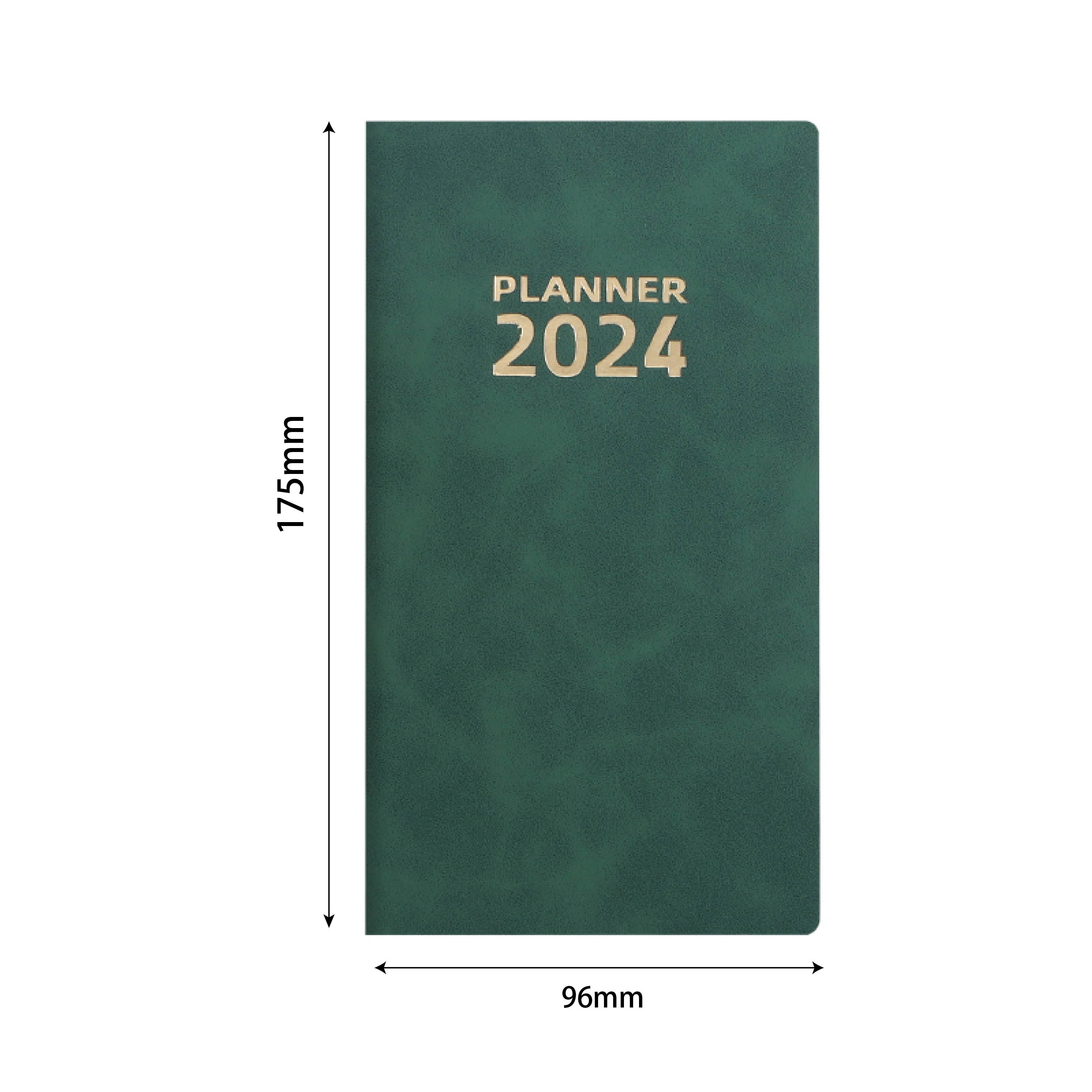 2024 A6 English Calendar Book Artificial Leather Monthly - Temu