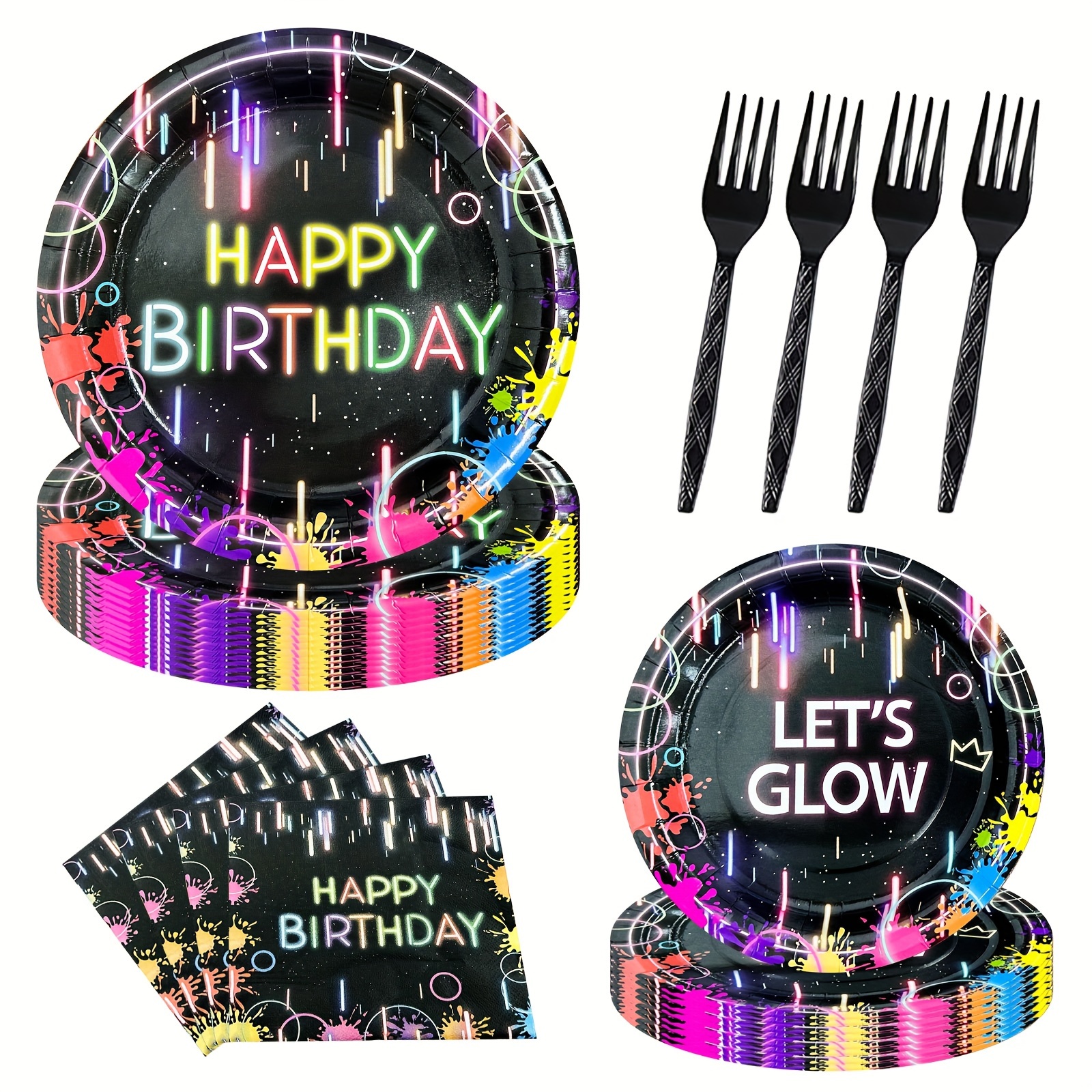 Glow Party Supplies Neon Party Plates Dessert Dinner Plates - Temu