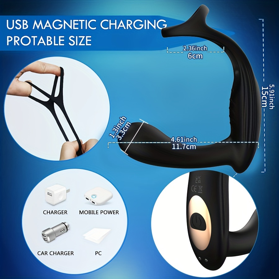 1pc prostate massager with ring 10 vibration modes vibrator with cock ring apps and remote control   toys rechargeable butt plug   adult   toys details 2