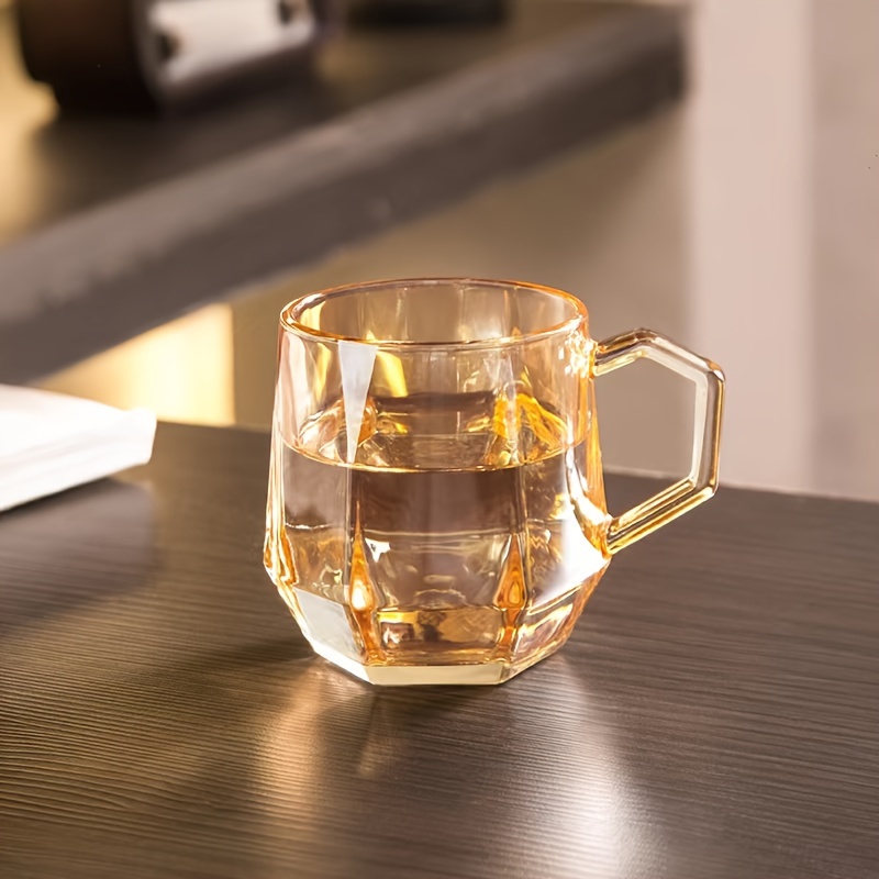 Geometric Glass Cup Clear Shiny Water Cup Iced Coffee Cups - Temu