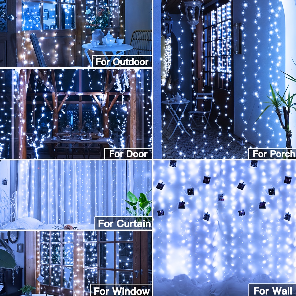 1 Curtain Light, 300/200/100 LED Fairy Lights with Remote Control, 8 Modes, USB Plug, Indoor String Lights for Bedroom Windows, Christmas Parties, and More - Copper Wire, Non-Rechargeable Battery, Indoor Decor | Fairy Tale Lights | USB Powered Lights, Fairy Lights for Home