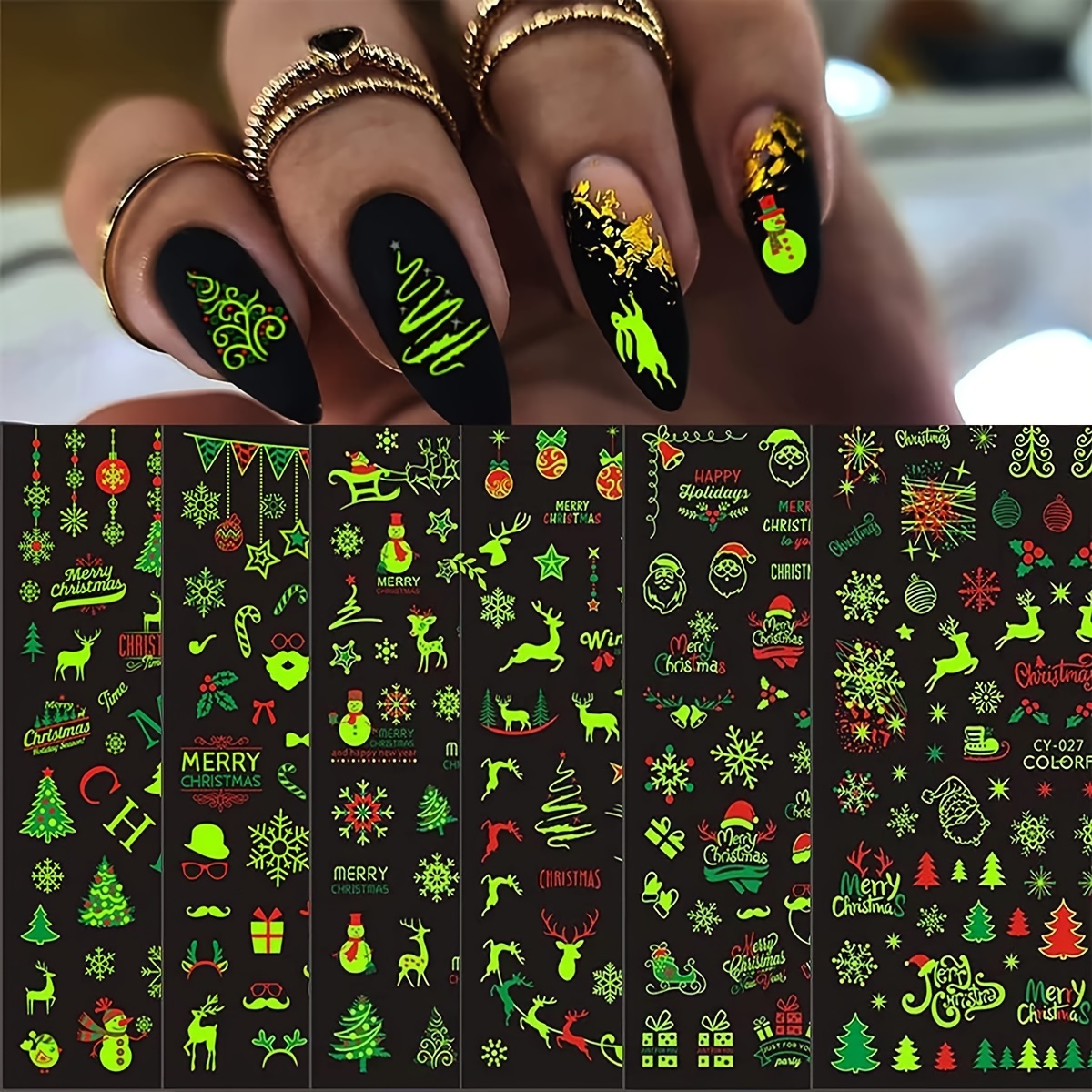 Pegatinas y calcomanías 3D para uñas de Navidad, adhesivos para uñas, Papá  Noel, copo de nieve, alce, árbol de Navidad, manicura, diseño de arte de  uñas de Navidad, 1 pieza - AliExpress