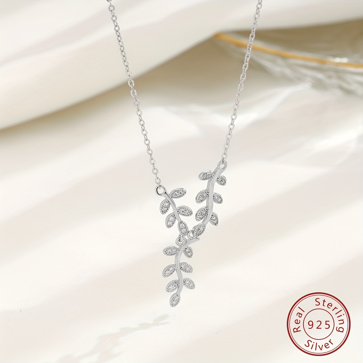 925 Sterling Pandora Sparkling Leaves Necklace 392991C01-45