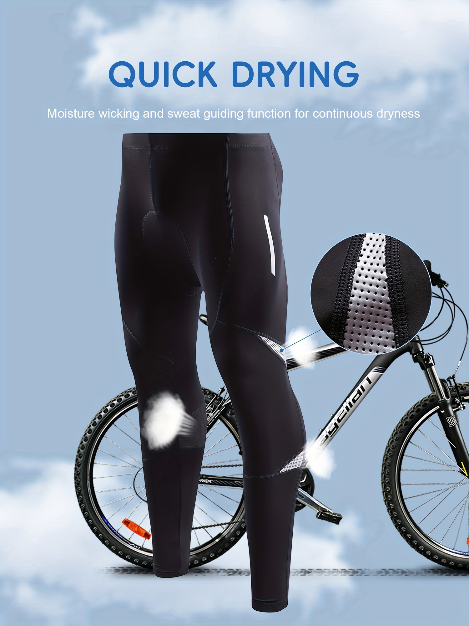 Mens Cycling Compression Tights Bike Padded Bicycle Long Pants