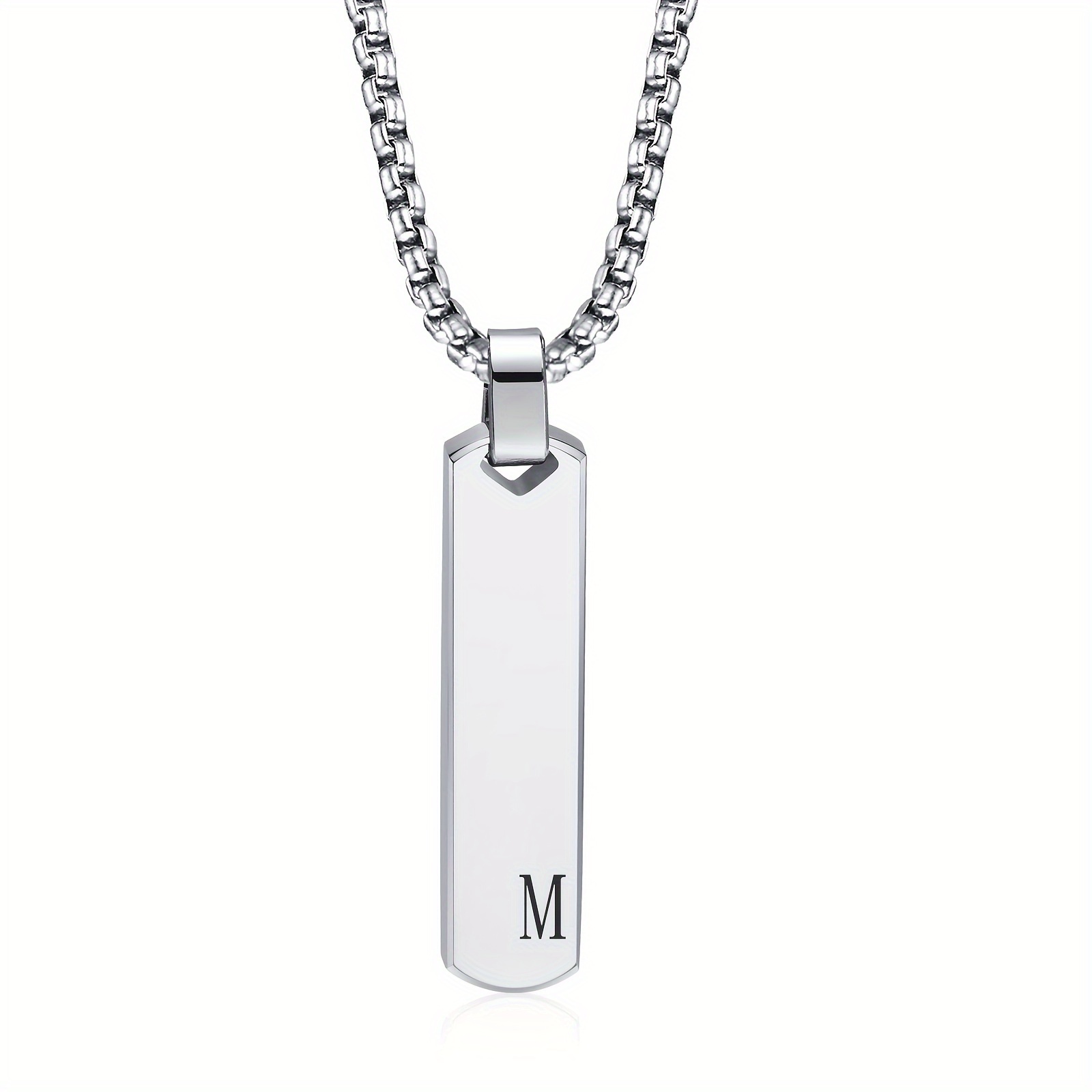 Image of Letter Necklace Pendant 304 304 304 304 Stainless Steel Letter Necklace Pendant High Polished Three-dimensional Long Strip Fashion Pendant Men's Pendant