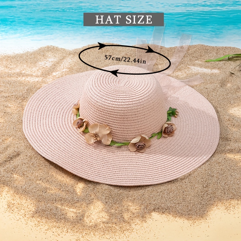Garland Big Brim Straw Hat Easter Travel Beach Hat Sun Hat, Bucket Hats Wide Brim Casual Sun Hats For Women