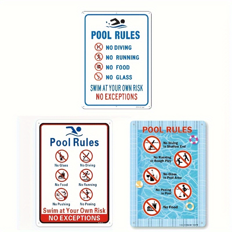 1pc Pool Sign Swim At Your Own Risk Metal Pool Signs For - Temu