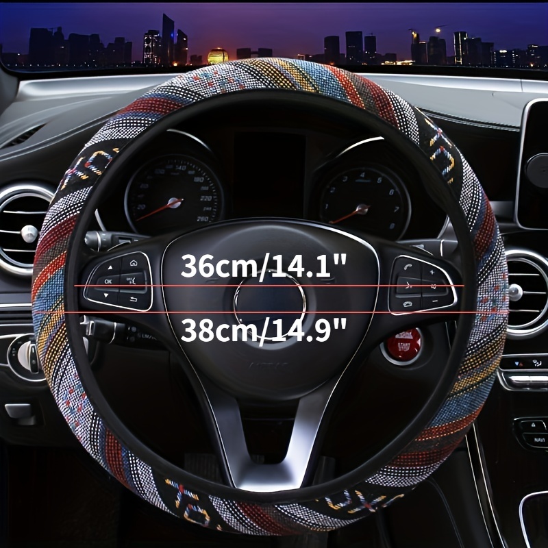 1pc Steering Wheel Covers For Women Cloth Bohemian Universal 15in 38cm Baja  Blanket Ethic Style Automotive Temu