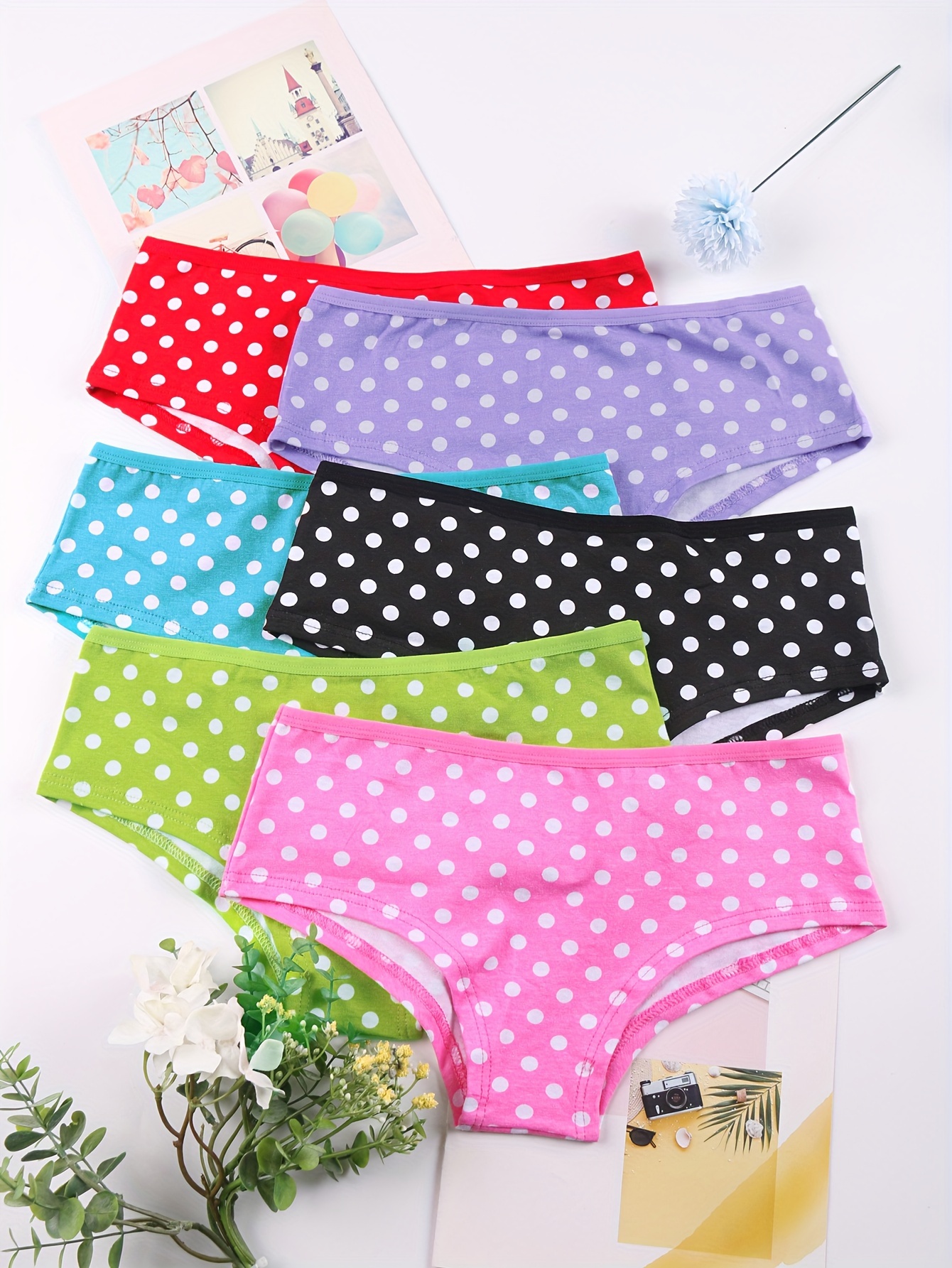Cute Sweet Panties Breathable Mixed Pattern Cotton Briefs - Temu