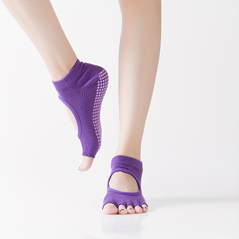 NWT Gaiam Toeless Yoga Socks Grippy Non Slip Sticky 1 Pair Purple/Pink S/M