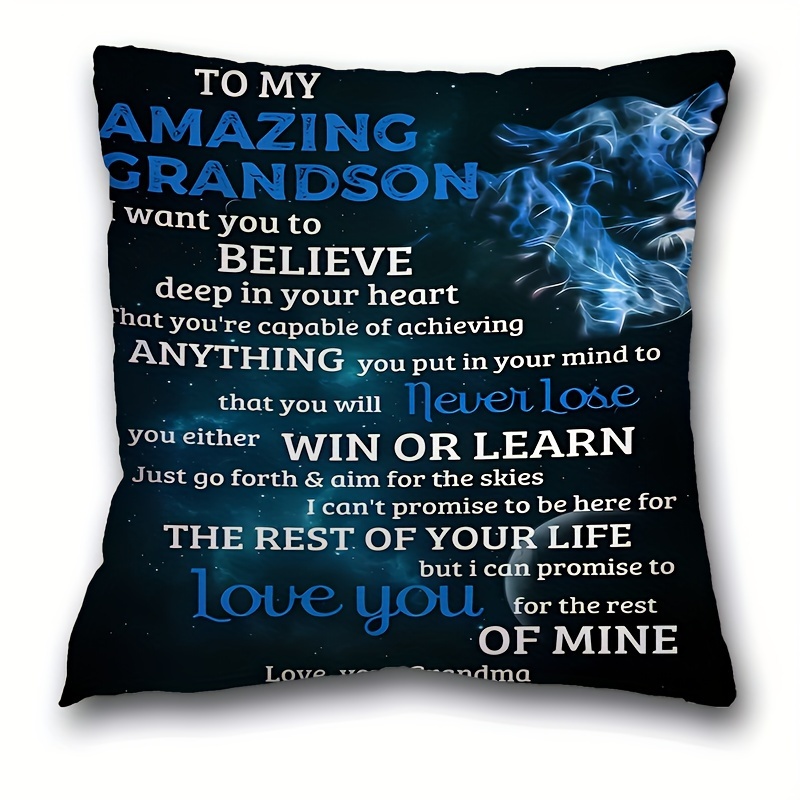 

1pc, Grandma's Gift For Grandchildren Polyester Cushion Cover, Pillow Cover, Bedroom Decor, Sofa Decor, Collectible Buildings Accessories (cushion Is Not Included)