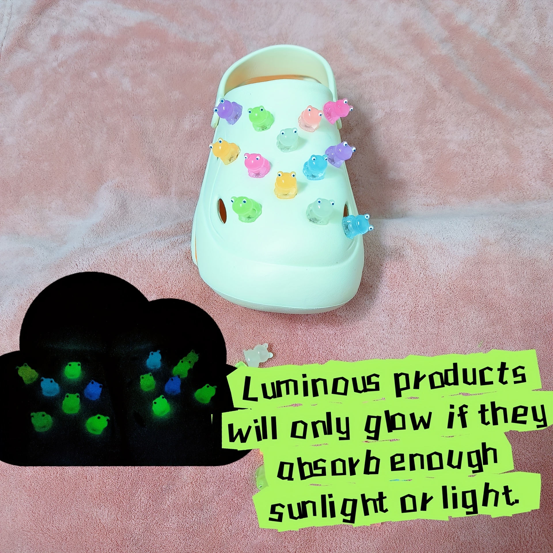 14pcs Glow In The Dark Rubber Duck For Croc Accessories Shoe Jewelry  Decoration