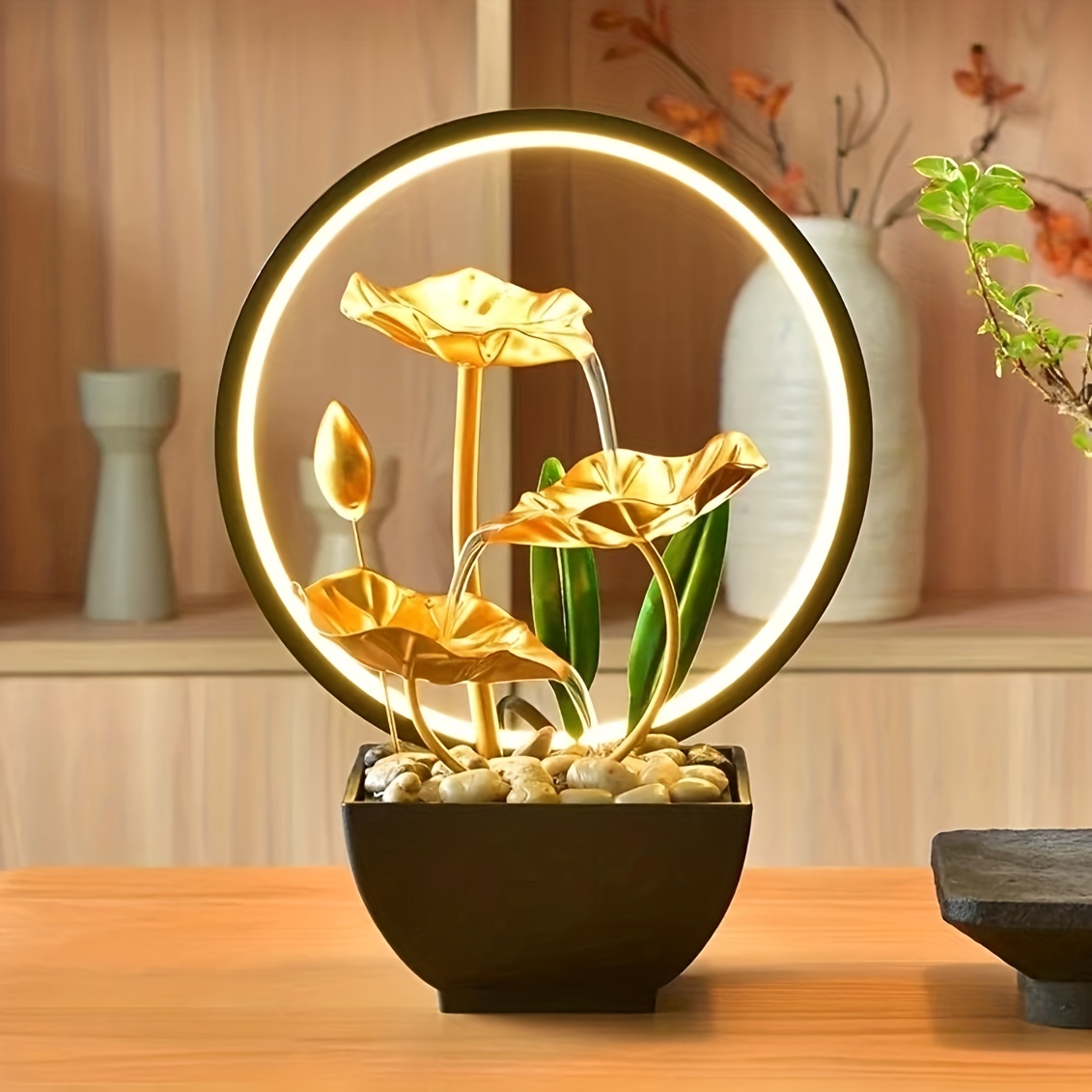 Fuente de agua de bambú del jardín zen,Característica creativa del agua de  bambú,Estatua decorativa interior al aire libre,Filtro de cerámica del