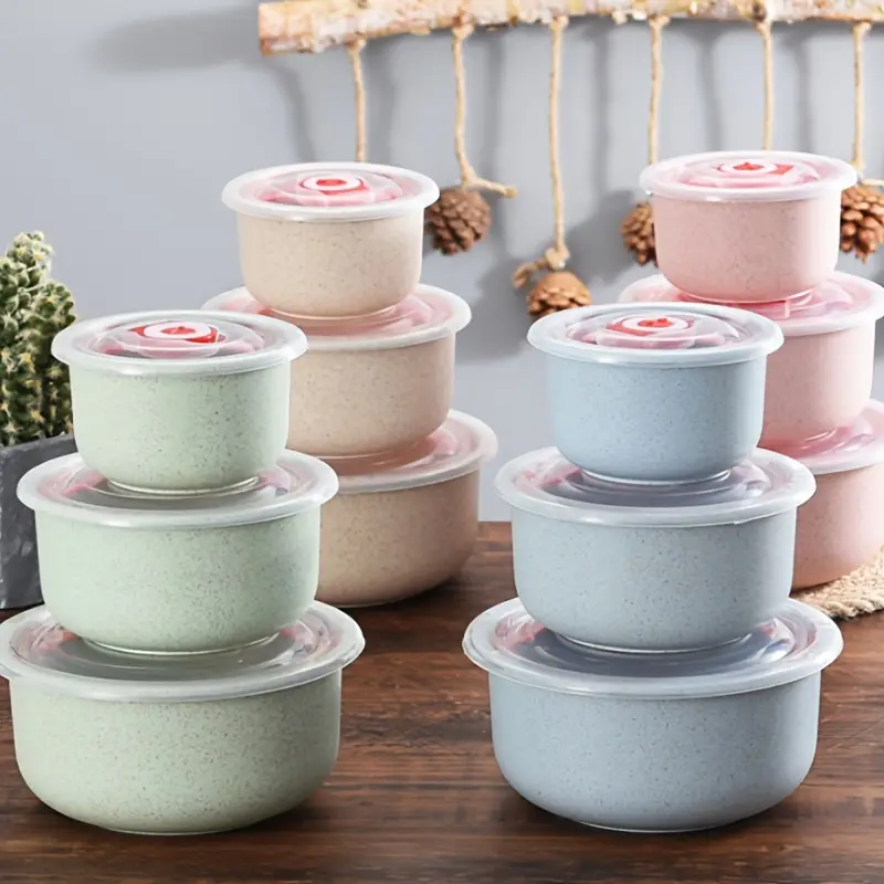 Ceramic Bowls with Lids Food Storage Container Household Fresh