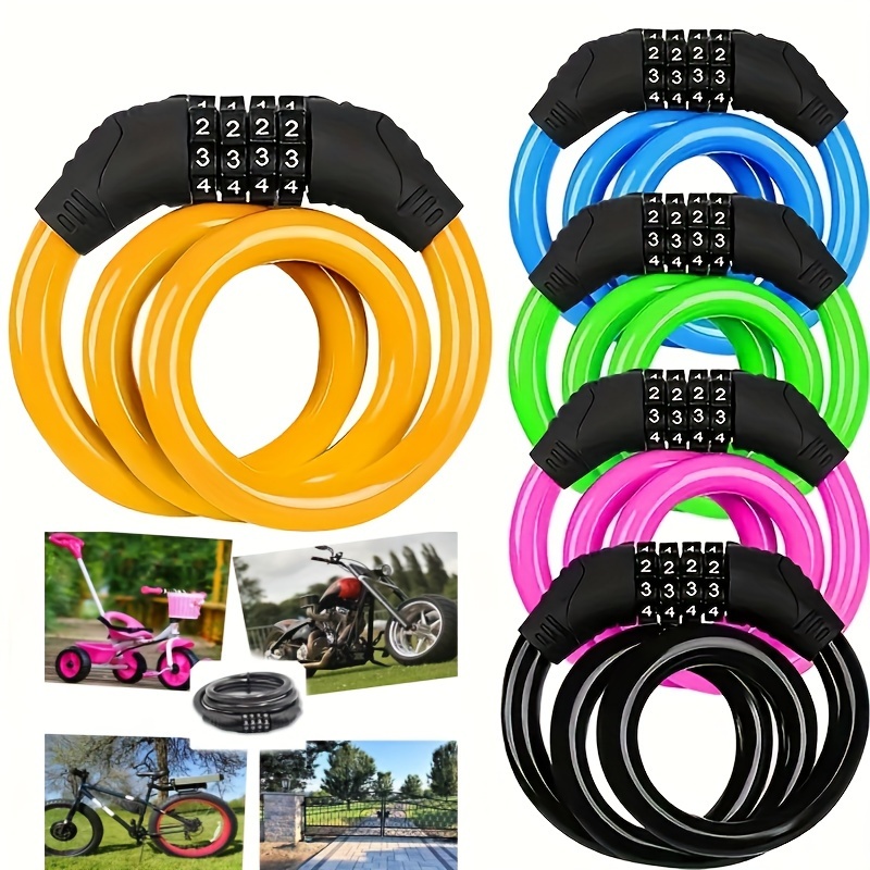 

Combination Bicycle Steel Cable Lock, 4-digit 32-inch Long Wrapped Safety Resettable Steel Cable Lock, Mountain Bike, Road Bike, Electric Bike, Scooter Anti-theft Lock