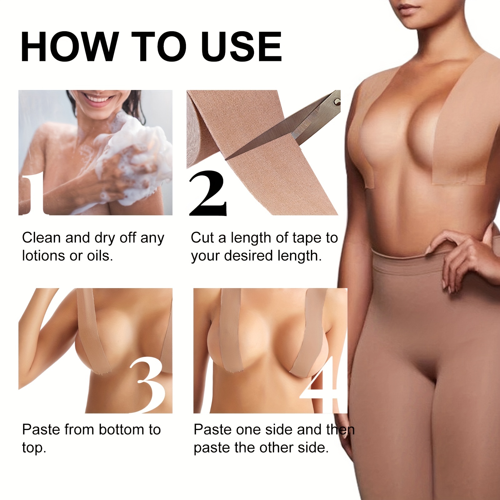 Women's Cloth Tape Boobs Tape Breast Lift Tape Push Boobs Dd - Temu Spain