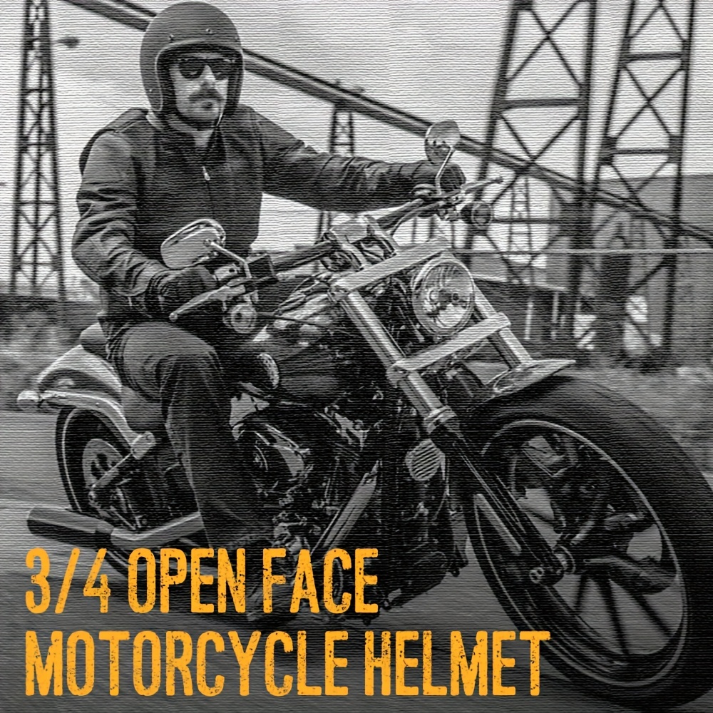 Casco de motocicleta vintage abierto 3/4 con visera solar, casco de  ciclomotor para hombre y mujer, casco jet aprobado por DOT, medio casco Jet  Moto