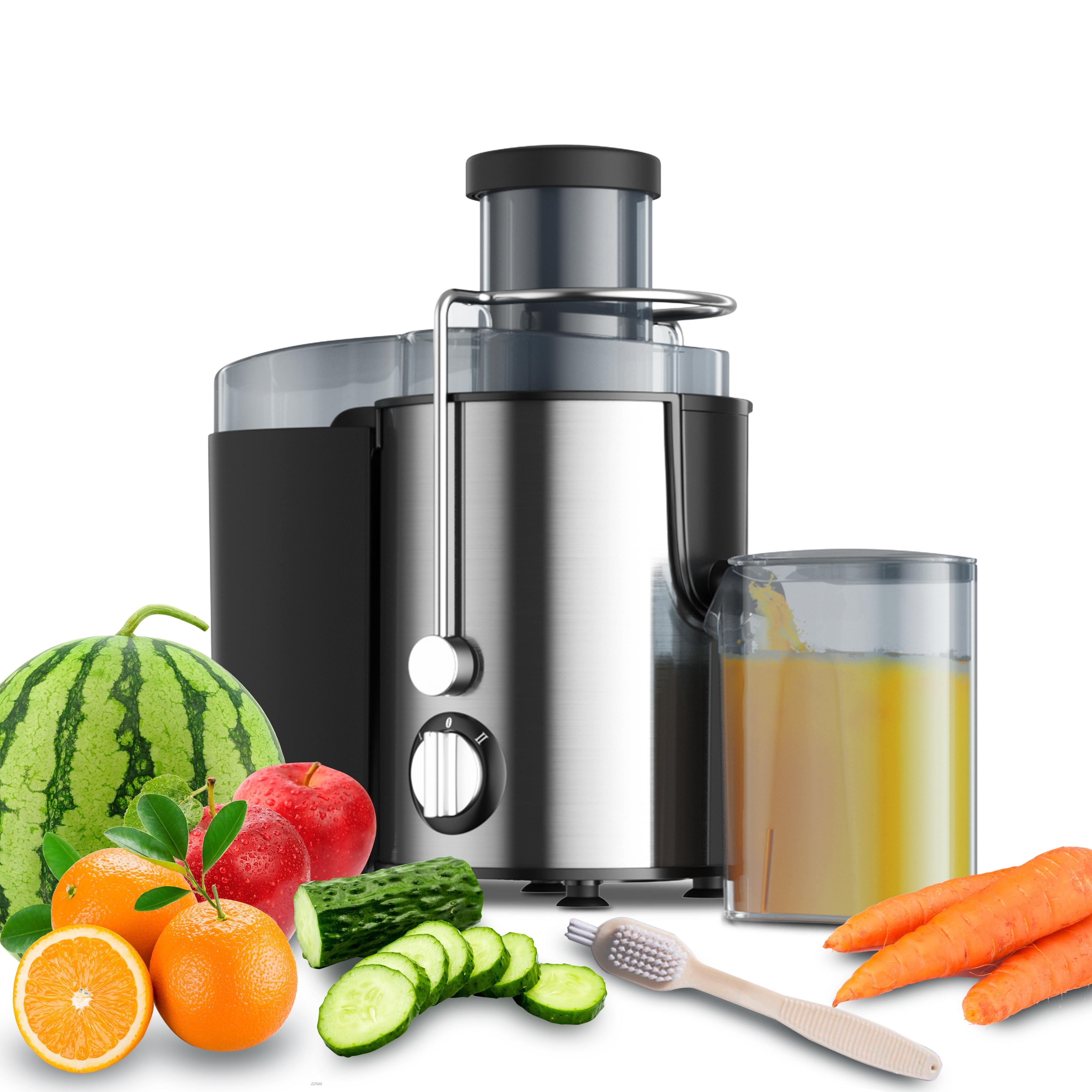 HERRCHEF Juicer Machines, 600W Juicer with 3'' Wide Mouth for Vegetable and  Fruit, Stainless Steel Centrifugal Juice Extractor Easy to Clean