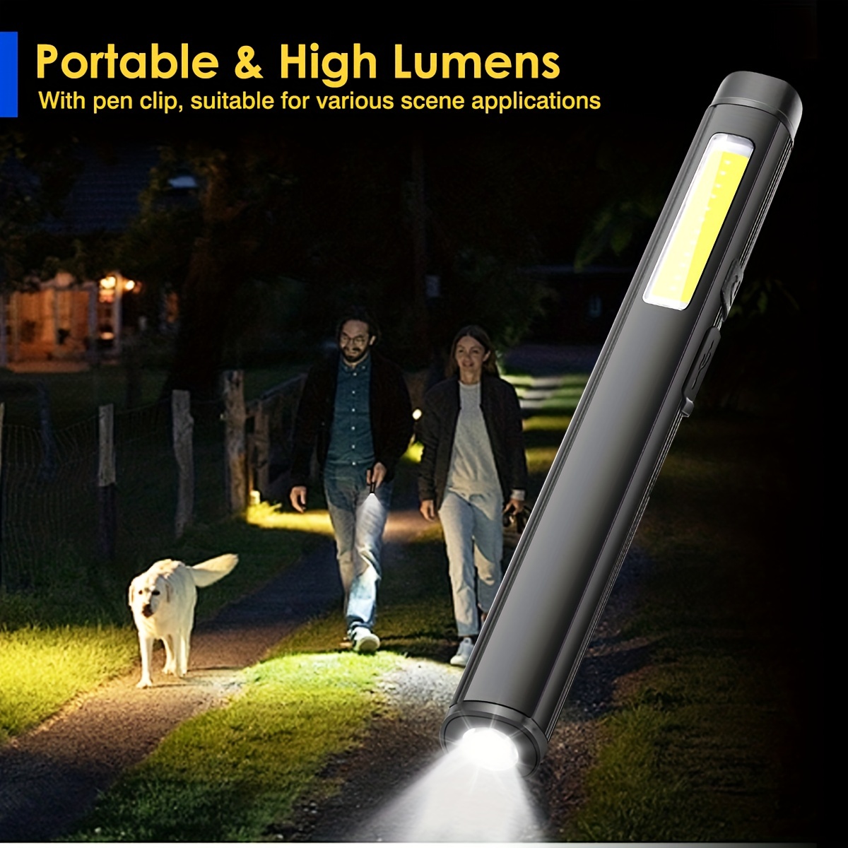 USB Rechargeable LED Flashlight With 365nm UV Black Light, High Lumens COB  Pocket Penlight W/Magnetic Clip For Hurricane/Camping/Leak, Pet Urine, Bed