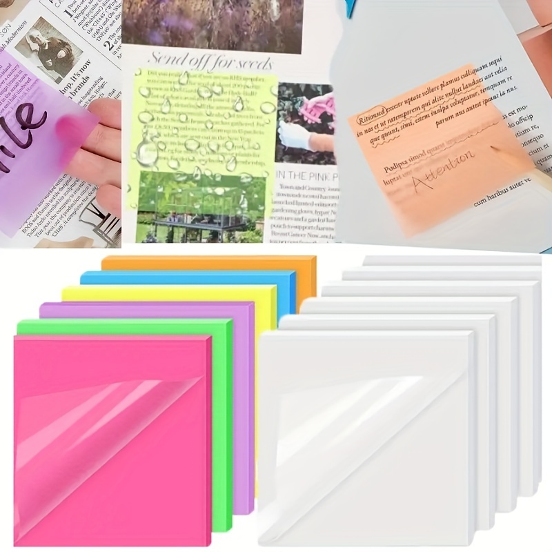 Transparent Sticky Notes Colorful Sticky Note Pads Translucent
