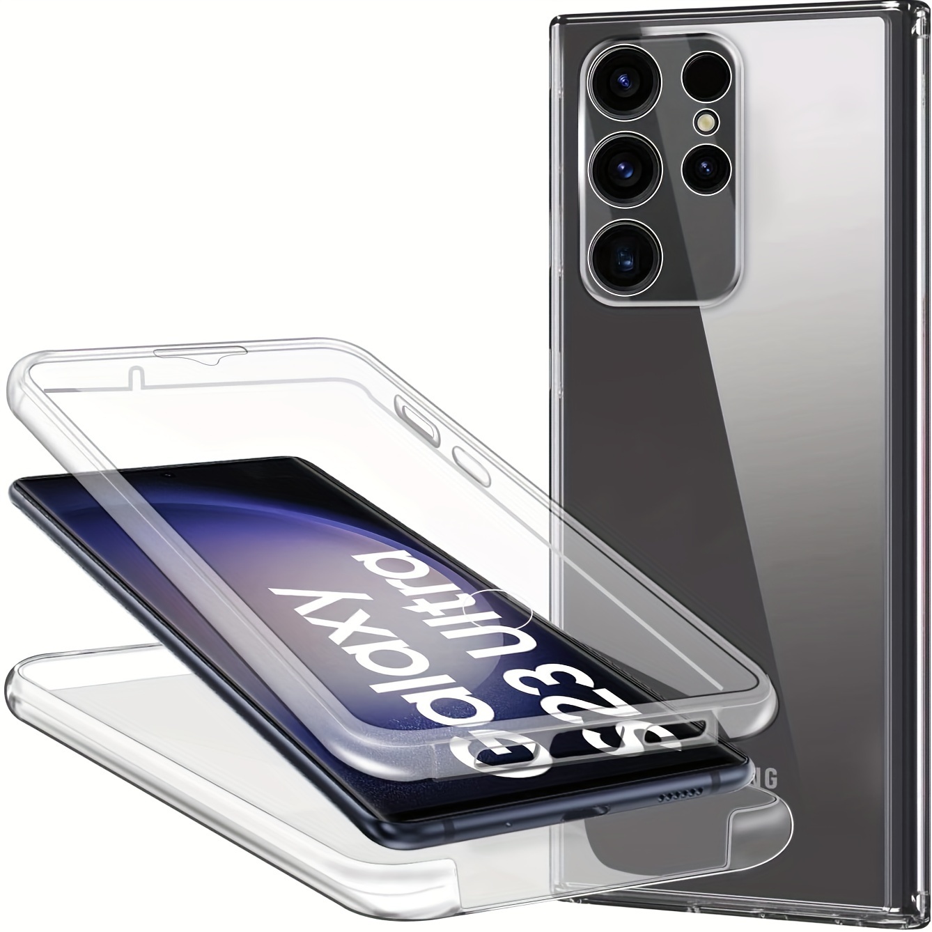 Funda magnética para Samsung Galaxy S22 Ultra, protección completa de 360°,  parachoques de metal con parte delantera y trasera, cubierta transparente