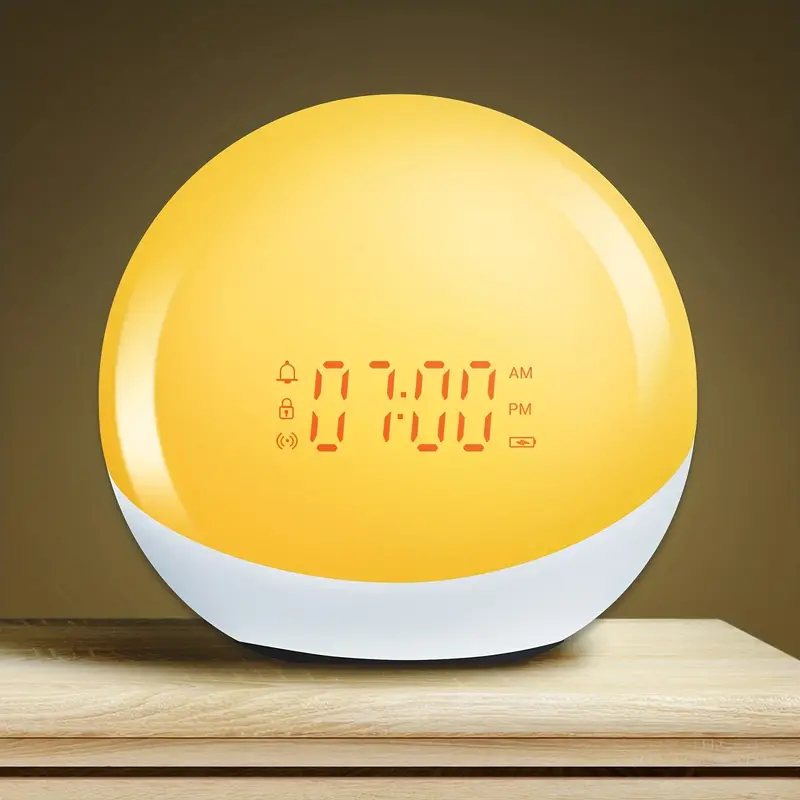 1pc Smart Sunrise Alarm Clock White Noise Rgb Light Perfect Heavy