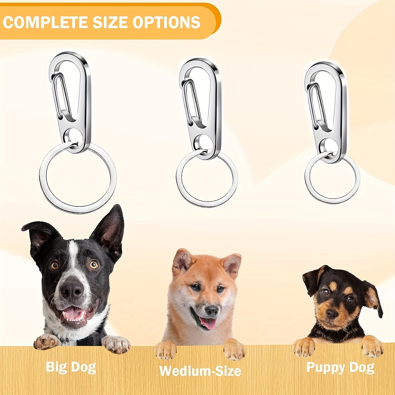 24pcs Dog Tag Clip Pet ID Tag with Dog Tag Ring Durable Stainless Steel Dog  ID Tags with Tag Rings Clips Key Ring Clips for Cats Dogs Collars