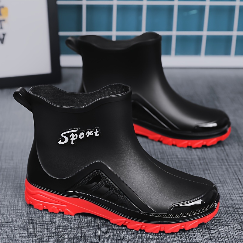 Outdoor Waterproof Four Seasons Boots, Men's Ankle-High Non-Slip Fishing High Top Plastic Rain Colors Boots With,Men Rubber Boots,Temu