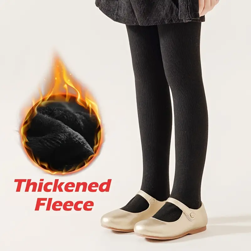 Girl's Thick Warm Pantyhose Solid Knitted Pantyhose - Temu