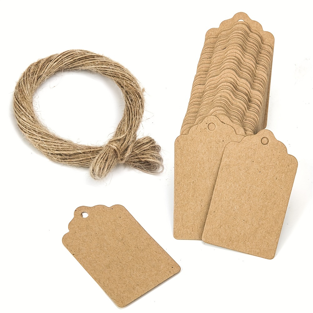 50pcs Blank Kraft Paper Tags with Strings Gift Bag Boxes Hang Tag Labels  Cardboard Cards Wedding