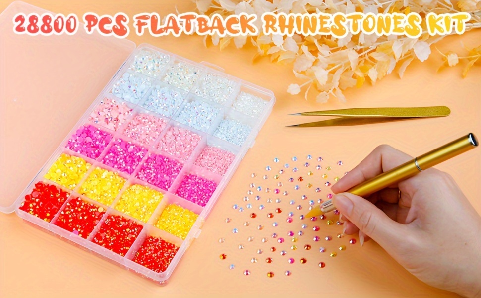 4300pcs 6 Sizes Crystal Flatback Rhinestones,Transparent Rhinestones Nail  Gems Round Crystal Rhinestones Clear Gems Rhinestones For Nails Crafts