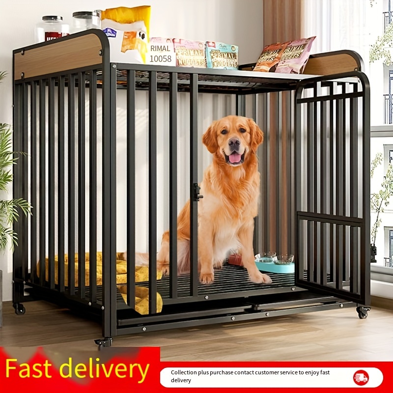 Jaula para perros de alambre de metal resistente, fácil de instalar, jaula  de metal fuerte para mascotas, jaula para perros grandes con ruedas