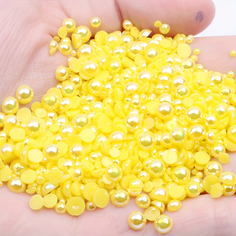 Gold Color Half Round Resin Pearls 2-12mm And Mixed Sizes