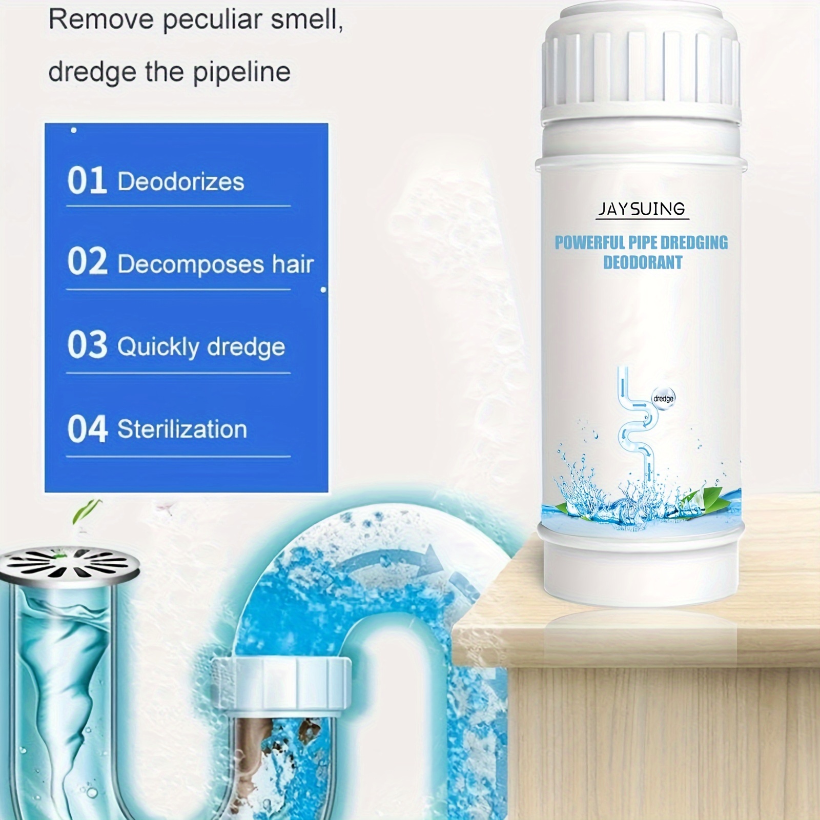 Strong Kitchen Drain Dredger Agent, Sink Drain Cleaning Dredging Agent,  Home Sink Sewer Drain Tube Deodorant Cleaner Dredger, Drain Clog Remover,  Sewer Quick Cleaning Tool, Cleaning Supplies, Household Gadgets, Back To  School