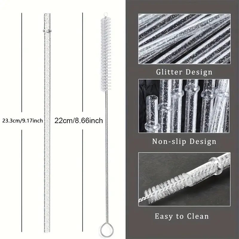 Reusable Clear Plastic Straws, Hard Tumbler Drinking Straws With