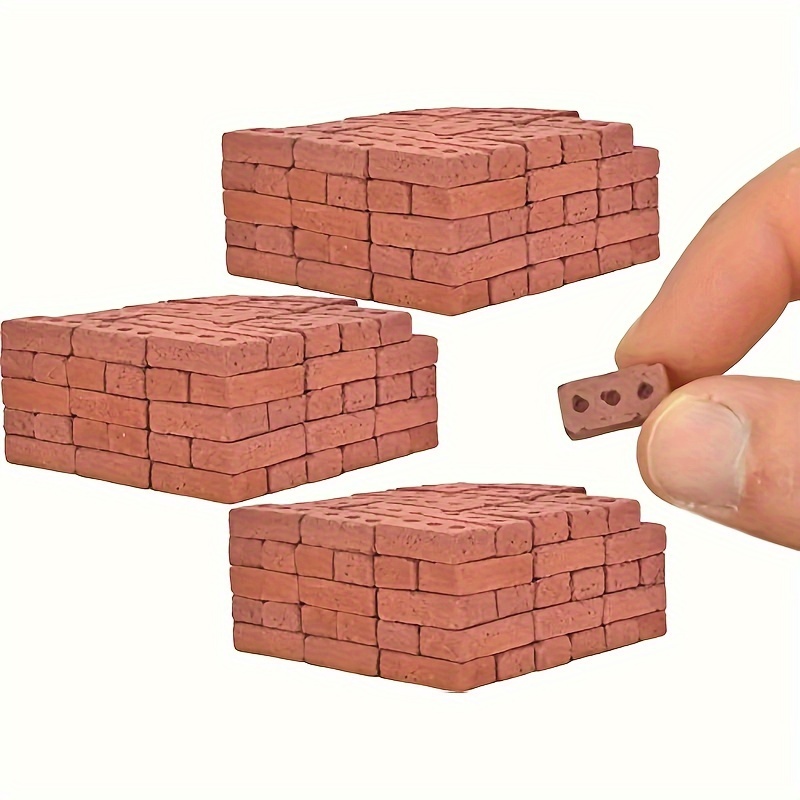 

50pcs 1:16 Real Mini Red Bricks - Diy Fake Bricks Model, Mini Bricks Concrete Tiny Dollhouse Accessories For Miniature Model Buildings Figurine Landscaping Accessories Garden Kitchen Landscaping