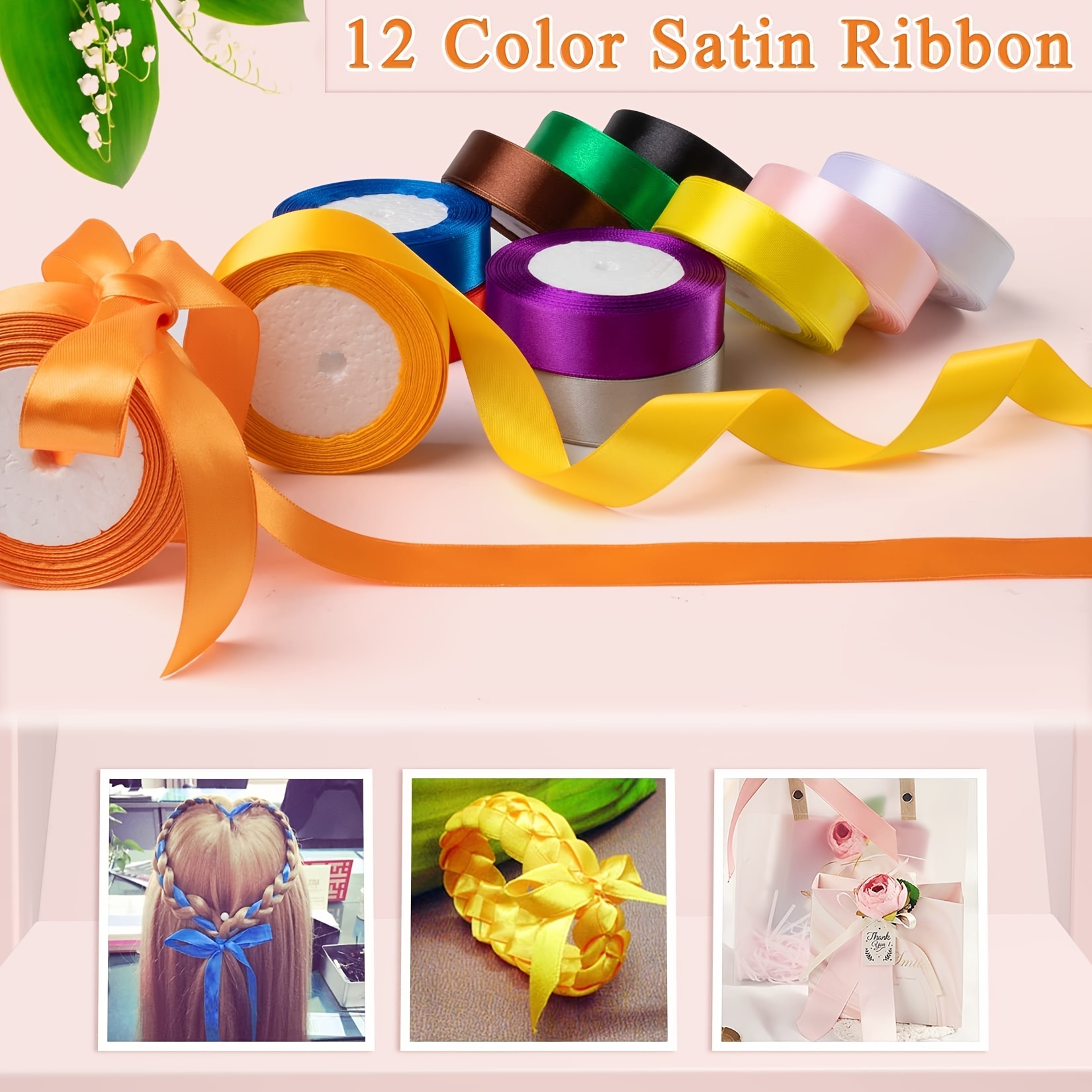 Ribbon, White Ribbon, 10mm Ribbons For Crafting, Ribbons For Gift Wrapping,  Ribbon For Balloons, Sewing, Thin Ribbon, Silk Ribbon For Cake Decoration