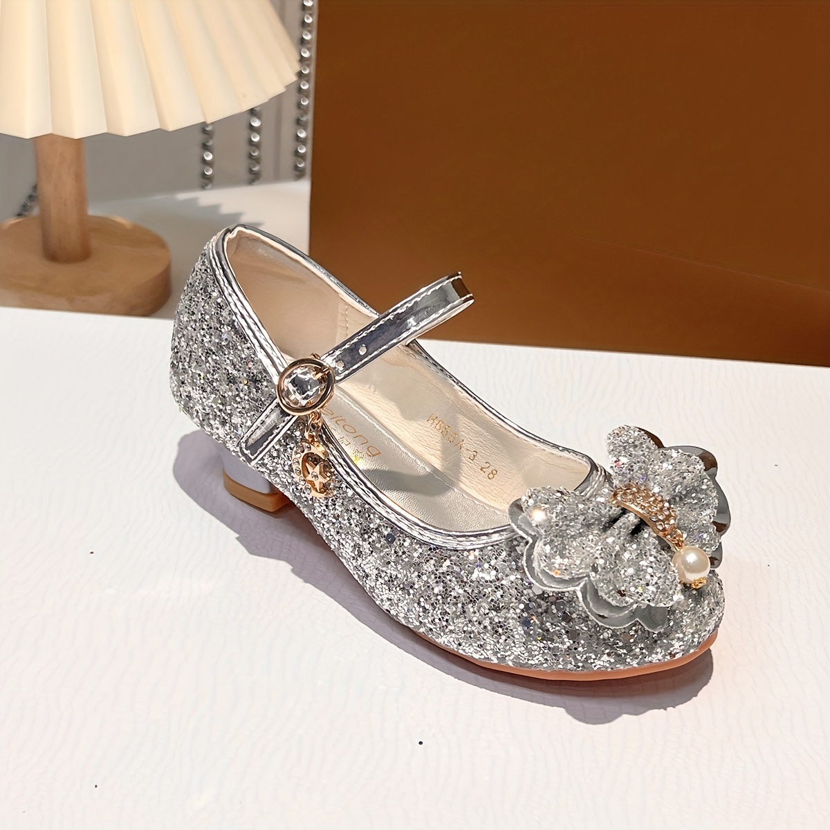 Zapatos Princesa Tacón Alto Lentejuelas Moda Niñas Pequeñas - Temu